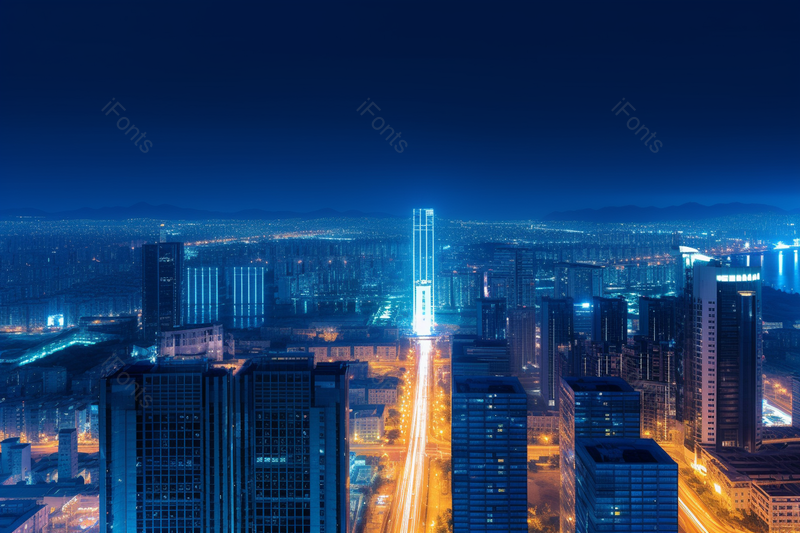 夜间马路明亮延时摄影城市市区大厦办公楼商务楼居民楼建筑夜间夜景实拍,高清,摄影图,摄影图片,图片大全,摄影图免费下载